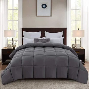 DOWNCOOL Goose Down Alternative Quilted Comforter-All Season Luxury 350 GSM Twin - Picture 1 of 7