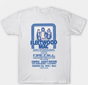 Fleetwood Mac Tour T-shirt Adult Small-3XL White American Rock Band Fire Fall - Picture 1 of 2