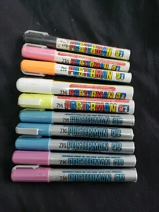 New Vintage Lot of 11 ZIG POSTERMAN Paint Marker Metallic Pen LOOK! - Picture 1 of 4