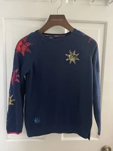 Joules Navy  With Sequin Stars Long Sleeve Miranda Sweater Girls Size 9 Years - Picture 1 of 10