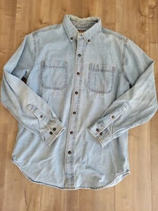 CE Schmidt Workwear Button Down Denim Shirt Men's Medium Cotton Blue Jean READ - Picture 1 of 13