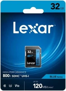 SD Card Lexar 32GB Professional High-Performance 800x SDHC UHS-I DSLR Cameras - Picture 1 of 7