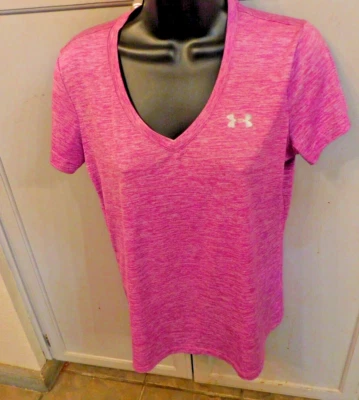Under Armour Heat Gear Púrpura Ligeramente Rayas Cuello en V Camiseta Mujer Talla S Foto 1 de 4