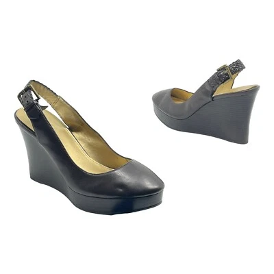 Zapatos de salón CHAPS para mujer 9B 9 B de cuero tejido con cordones tacón de cuña NUEVO SIN CAJA MARRÓN Foto 1 de 4