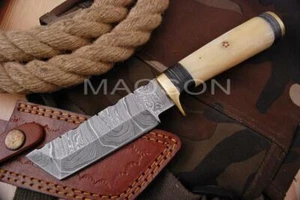 Damast Messer Damaszener Stahl Jagd Knife Damascus Hunting Bowie 4341 - Bild 1 von 5