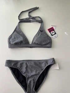ROXY WOMENS SILVER SHIMMER 2 PIECE BIKINI LARGE - Picture 1 of 6