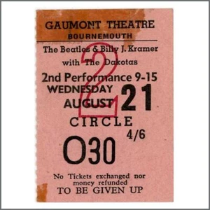 The Beatles 1963 Gaumont Bournemouth Ticket Stub (UK) - Bild 1 von 1