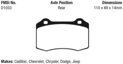 Juego de pastillas de freno traseras serie EBC Greenstuff para 06-16 Jeep Grand Cherokee DP61788 Foto 1 de 3