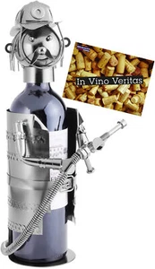 BRUBAKER Wine Bottle Holder 'Firefighter' - Table Top Metal Sculpture - - Picture 1 of 9