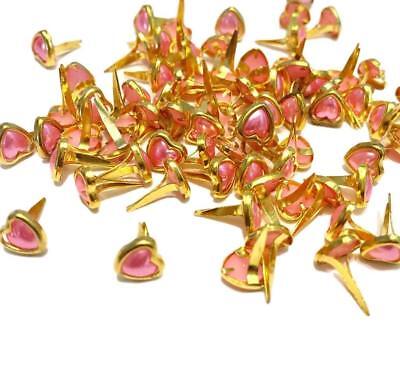 BRADS FOR CRAFTS & SCRAPBOOKING HEART PINK PEARL BRADS 6MM X 8MM APROX 50 • 5.72€