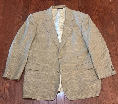 Blazer Brooks Brothers de lana de seda a cuadros talla 41R beige gris Foto 1 de 4