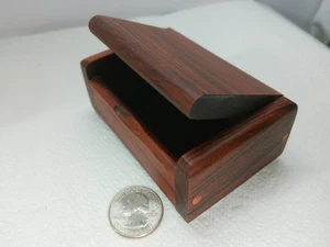 Vtg Handmade Solid Wood Trinket Jewelry Hinged Flip Top Box Velvet Lined Padded - Picture 1 of 19