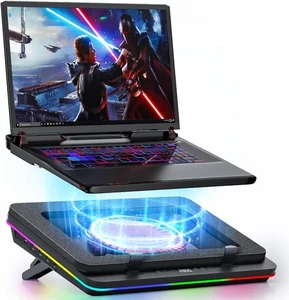 Tampon de refroidissement pour ordinateur portable GT600 RGB avec ventilateur turbo 5,5", joint mousse, hub USB, filtre à poussière - Photo 1/9