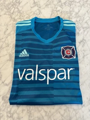 Camiseta de fútbol Adidas Chicago Fire FC MLS grande climalite portero azul Valspar Foto 1 de 4