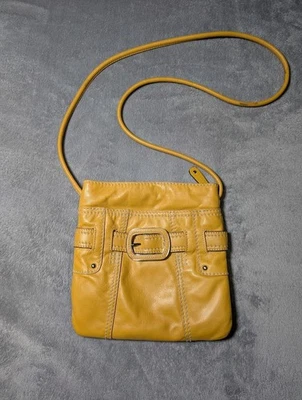 Women’s Clarks Mustard Yellow Buckle Leather Satchel/Bag/Purse Crossbody - Image 1 of 4