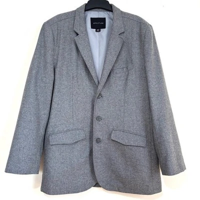 Structure Gray Wool Blend Three Breasted light weight Causal Sport Jacket Blazer - Image 1 of 4