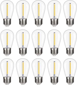 Waterproof S14 LED Light Bulbs Outdoor String Lights Replacement E26 Base 15Pack - Picture 1 of 7