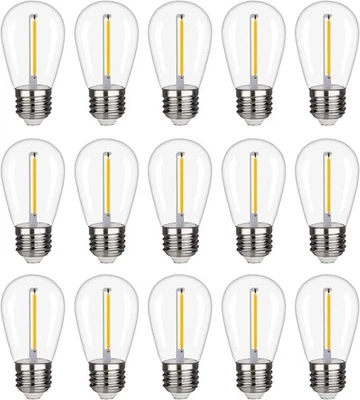 Waterproof S14 LED Light Bulbs Outdoor String Lights Replacement E26 Base 15Pack - Image 1 of 4