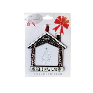 Studio Decor 2021 Feliz Navidad Photo Ornament Red House Christmas Decoration - Picture 1 of 4