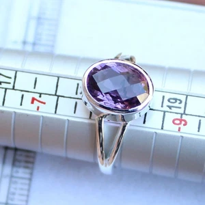 Anillo de amatista natural de 17,90 quilates gemas de plata de ley 925 hecho a mano talla 8 - Imagen 1 de 5