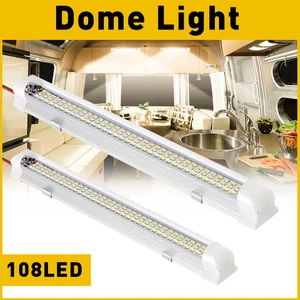 Barra de luz interior 2 piezas 12 V 6000K 108 LED tira de luz para furgoneta RV barco remolque - Imagen 1 de 14