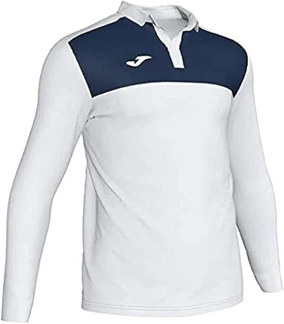 Joma Winner Polo Infantil, Camisa Deportiva Manga Larga, Blanco/Azul Marino... Foto 1 de 1