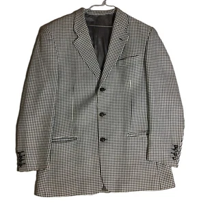 VTG Pierre Cardin Mens Houndstooth Blazer Sport Coat Sz 50R Black White KY Derby - Picture 1 of 21