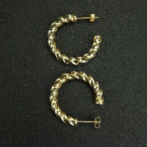 9CT GOLD VINTAGE Twisted HOOP EARRINGS 27mm 2.3g 9KT 375 Birmingham - Picture 1 of 5