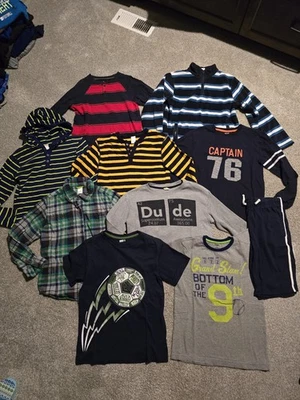 Lot of 10 Boys Gymboree Crazy 8 Boys Size 10-12 Fleece Flannel Shirt Sports - Image 1 of 4