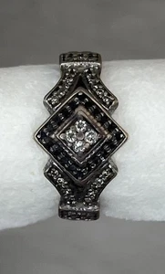Vintage 925 Sterling Silver Genuine Multi Diamond Gemstone Ring Sz 7 3.1g - Picture 1 of 8