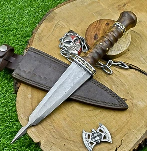 Custom Handmade Damascus Hunting Knife, Camping knife - WOOD HANDLE, SN-3821 - Picture 1 of 9