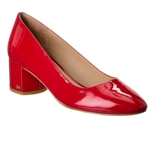 Stuart Weitzman Bridget Red Bloc Heel Pumps Sz 8m Fit 8-8.5m. - Picture 1 of 11