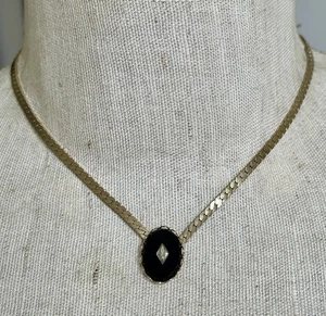 Vintage Designer Aubrey Kette Halskette goldfarben schwarz Deko Stil - Bild 1 von 4