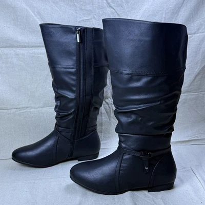 Cloudwalker by Avenue Chelsea Tall Boot Women Sz 10 W Black Vegan Leather Riding - Image 1 of 4
