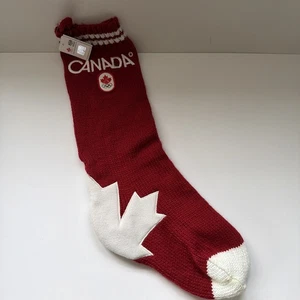HBC Team Canada Olympic Christmas Stocking Maple Leaf Red Hudson Bay Co. New - Bild 1 von 7