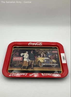 Coca Cola Delicious & Refreshing 5-Cent Design Serving Tray Featuring Car Scene - Image 1 of 4