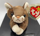 Pounce The Cat - Ty Beanie Baby, Gen 5, Pvc, Retired, Mint, W/ Heart Tag Cover.
