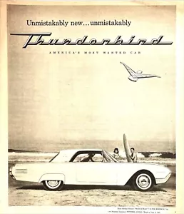 1961 Ford Thunderbird Deska surfingowa Beach America's Most Wanted Vtg Mag Print Ad - Zdjęcie 1 z 1