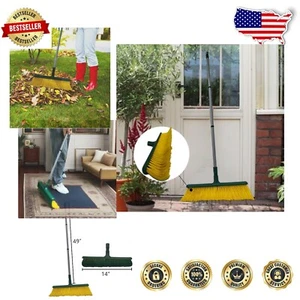 Heavy-Duty 16" Turf Broom with Fiberglass Handle & Nylon Bristles - Eco-Friendly - Picture 1 of 8