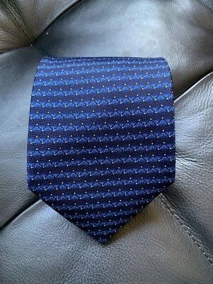 CELLINI 男式领带 100% 真丝海军蓝带白点 3.75 英寸 x 57.5 英寸手工制作意大利 — 第 1/4 张图片