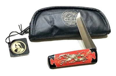 Franklin Mint-Collector Chinese Japanese Dragon Tanto Folding Dagger Knife Case - Image 1 of 4