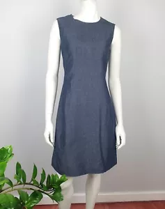 Vestido Vaina Meredith Talla 8 Sin Mangas Cuello Redondo Mezcla de Lino Gris Largo Corto - Imagen 1 de 11
