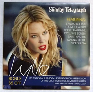 Kylie Minogue Sunday Telegraph 2004 Body Language Promo CD 6 tracks Music Video - Foto 1 di 5