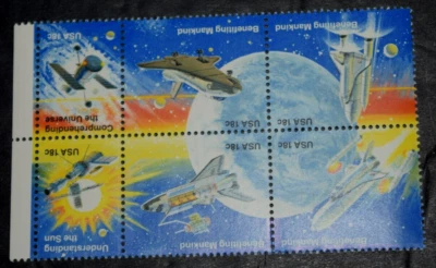 "US SPACE ACHIEVMENTS," Block, 6 x 18c Stamps, Scotts 1912 - 1919, (c) 1981 - Image 1 of 3