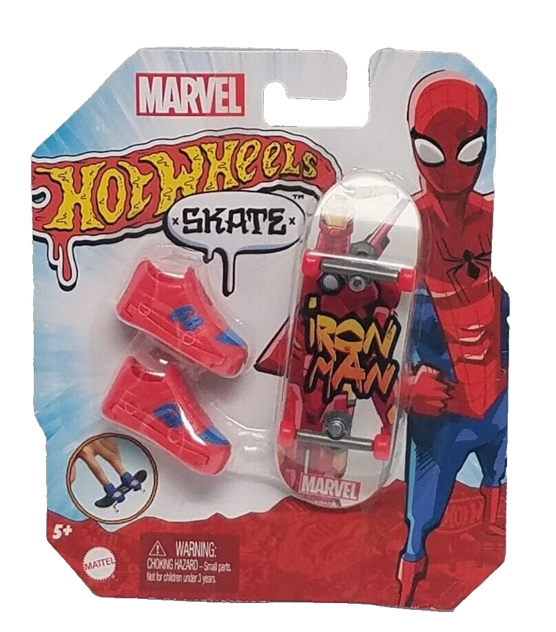 Marvel Hot Wheels error Finger Skateboard Spider-man card/Iron Man Skate Board - Image 1 of 2