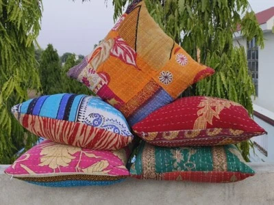 Handmade Vintage Kantha Pillow Covers, Assorted colour cushion cover(Only Cover) - Image 1 of 4