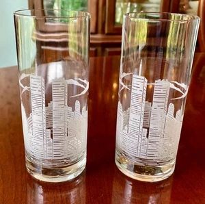 Twin Towers New York Skyline Drinking Glasses 2 - Picture 1 of 5