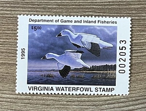 WTDstamps - 1995 VIRGINIA - State Duck Stamp - Lot1 - Mint OG NH - Picture 1 of 2