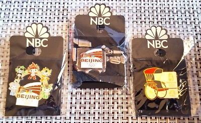 LOT of ( 3 ) 2008 BEIJING NBC ( MASCOTS, CAMERA, RICKSHAW ) PINS - Image 1 of 4