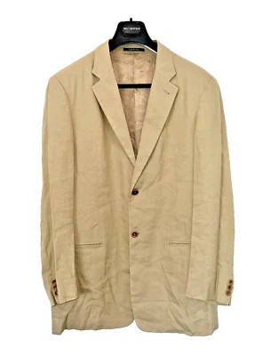 Armani Collezioni - Blazer Beige - Saks - Lino Viscosa Algodón - 42L - 2 Botones Foto 1 de 4